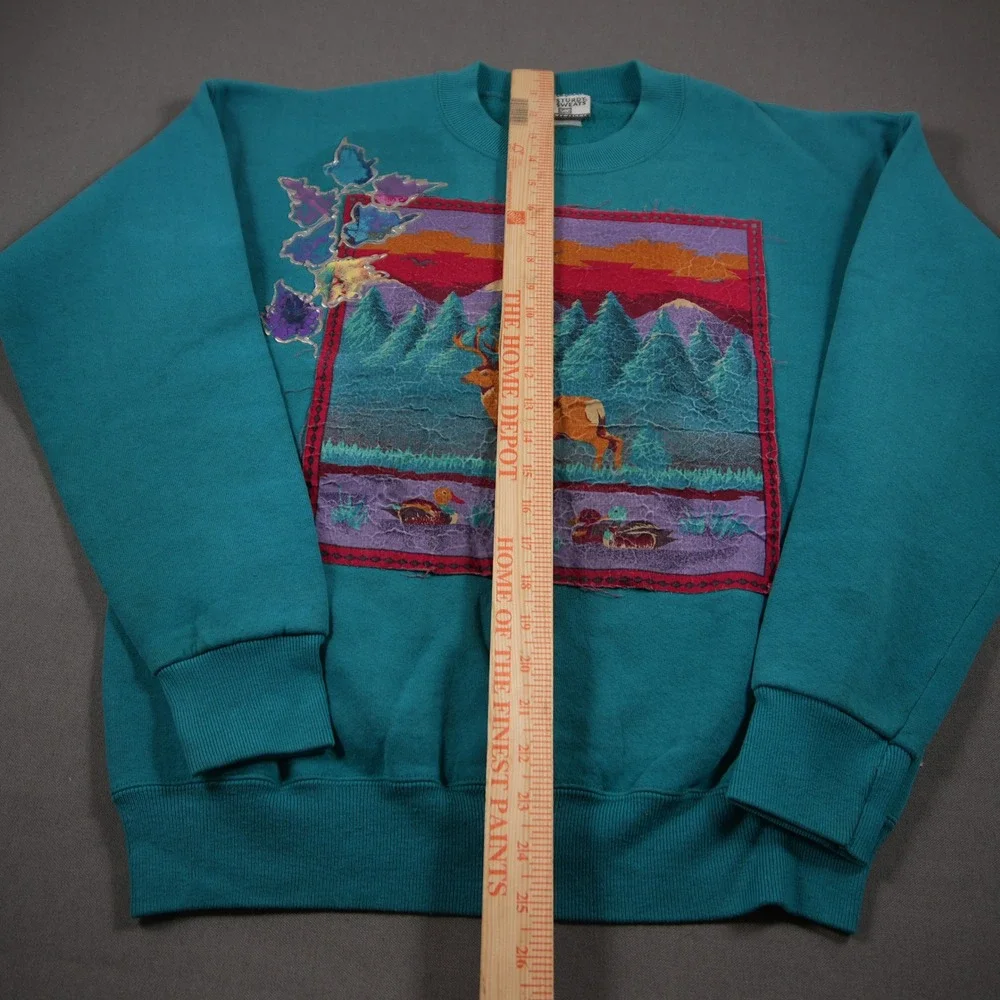 Vinage 80s Deer Duck Lee Sturdy Sweats Nature Men Sweatshirt L Hand Made